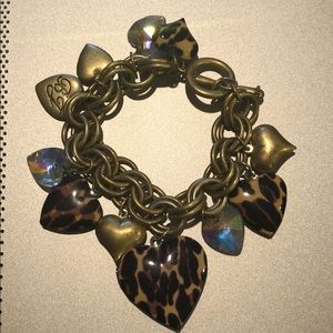Betsey Johnson locket leopard print bracelet